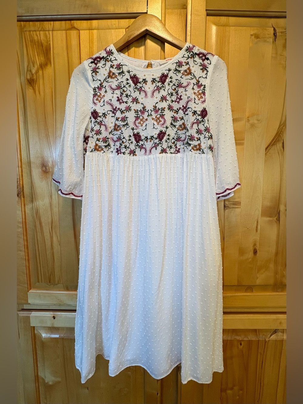 Embroidered Swiss dot boutique dress
